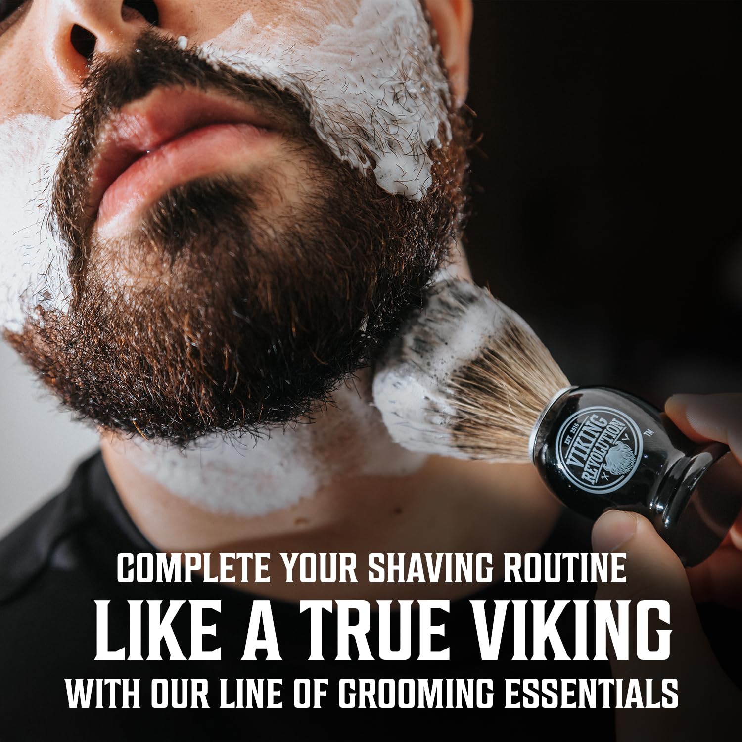 Viking Revolution packaging showcases luxury shaving cream.