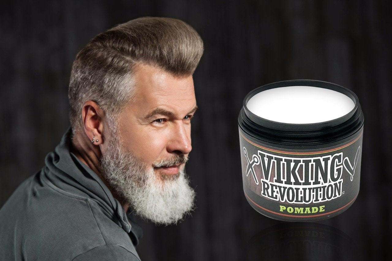 Viking Revolution packaging display highlights versatile looks for pompadours