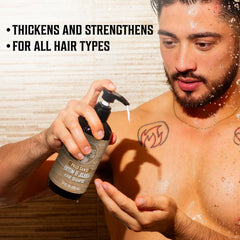 Viking Revolution Palo Santo conditioner bottle provides smooth, detangled hair and lasting fragrance.