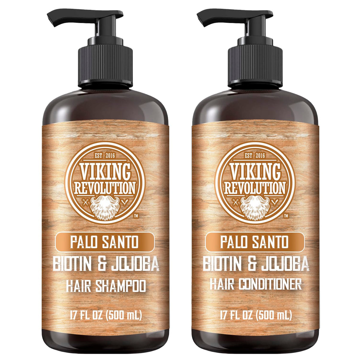 Viking Revolution Palo Santo shampoo bottle delivers a deep cleanse with refreshing scent.