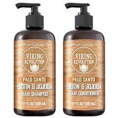 Viking Revolution Palo Santo shampoo bottle delivers a deep cleanse with refreshing scent.