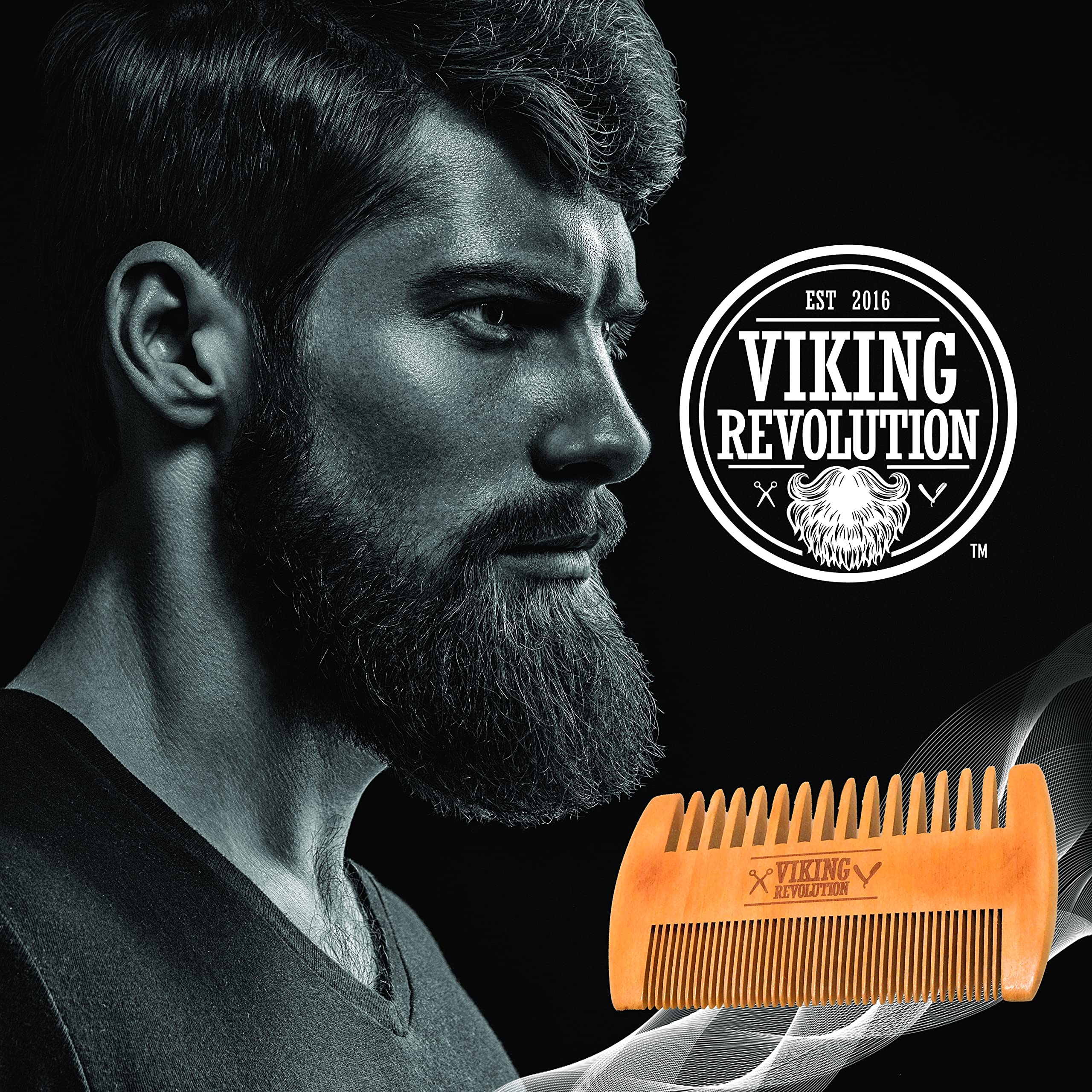 Compact Viking Revolution beard comb tucked in its protective pocket case