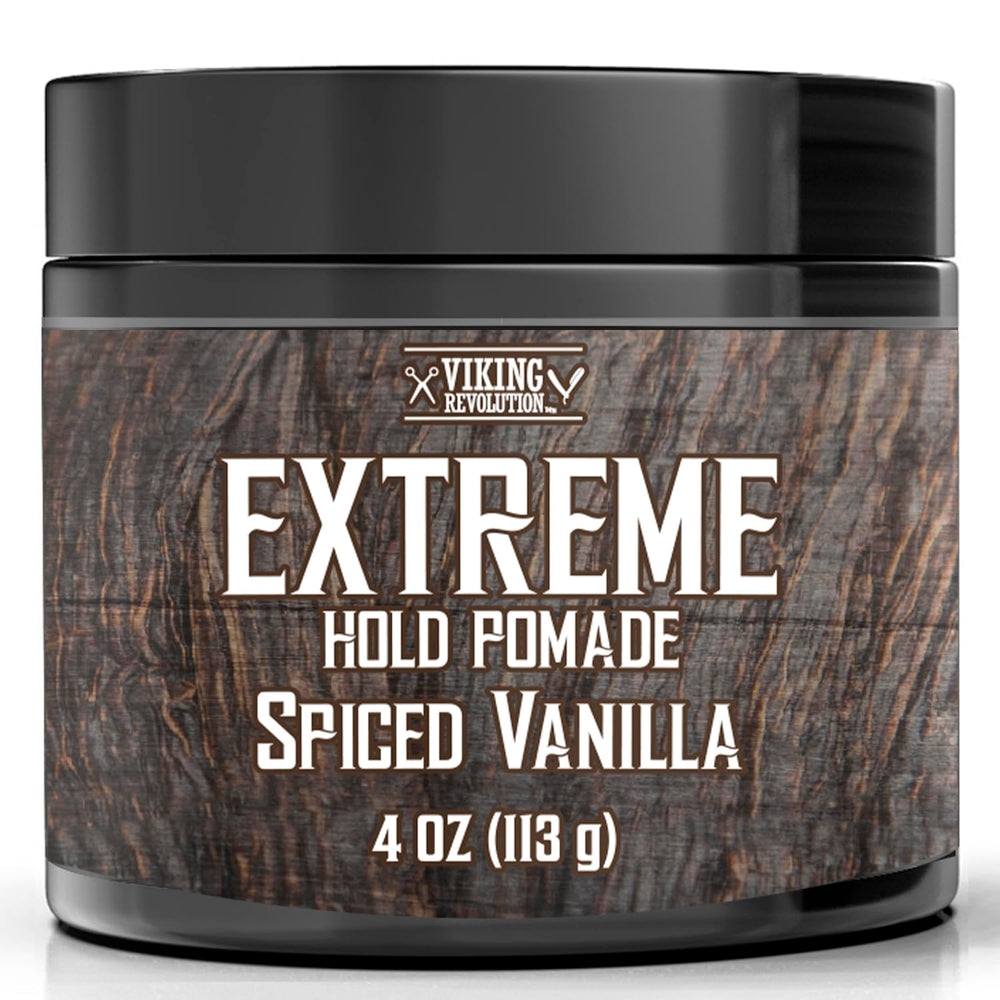 Pomada Viking Revolution en frasco, control extremo para peinados duraderos.