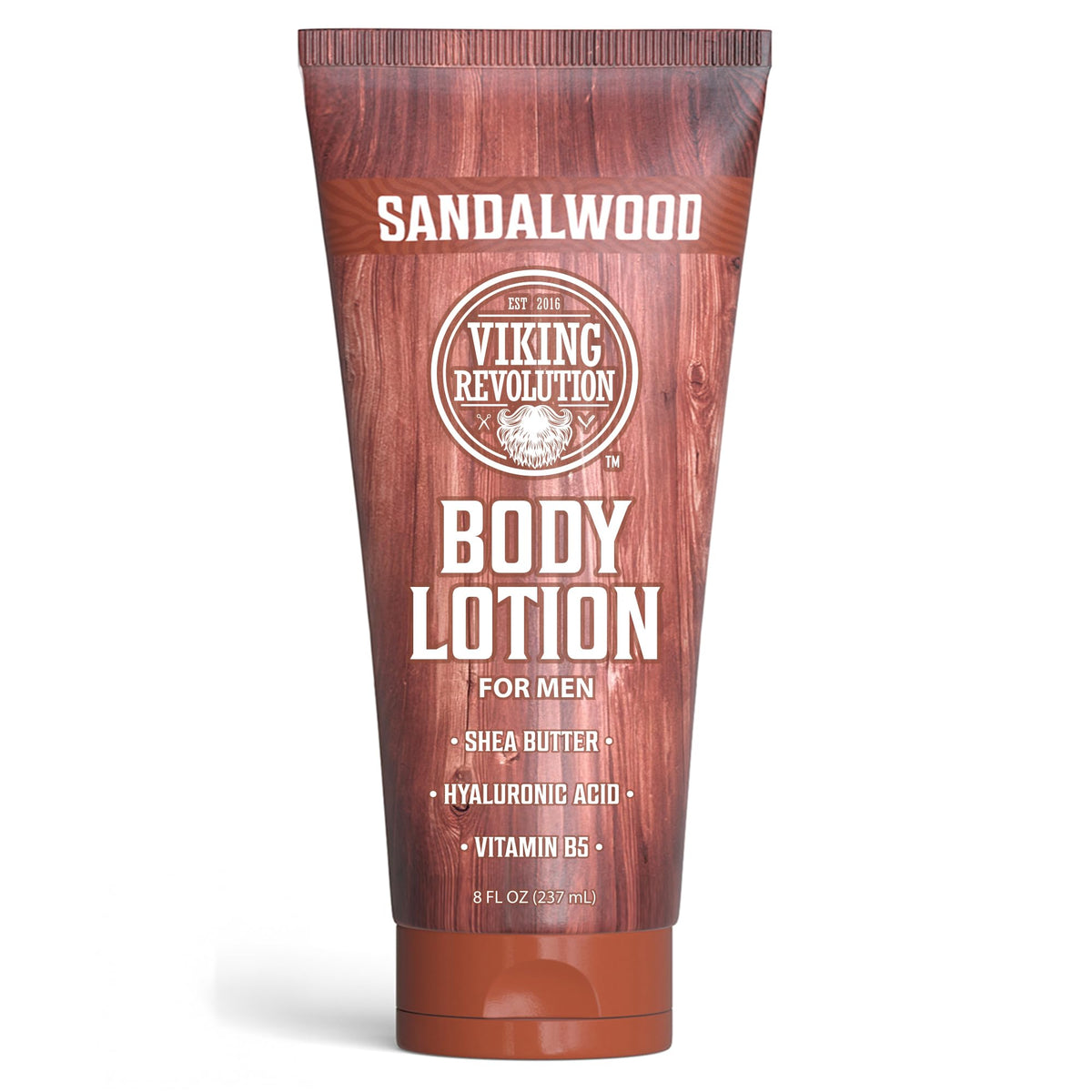 Viking Revolution loción de sándalo para hombres, bote de 8 oz, hidratación profunda.