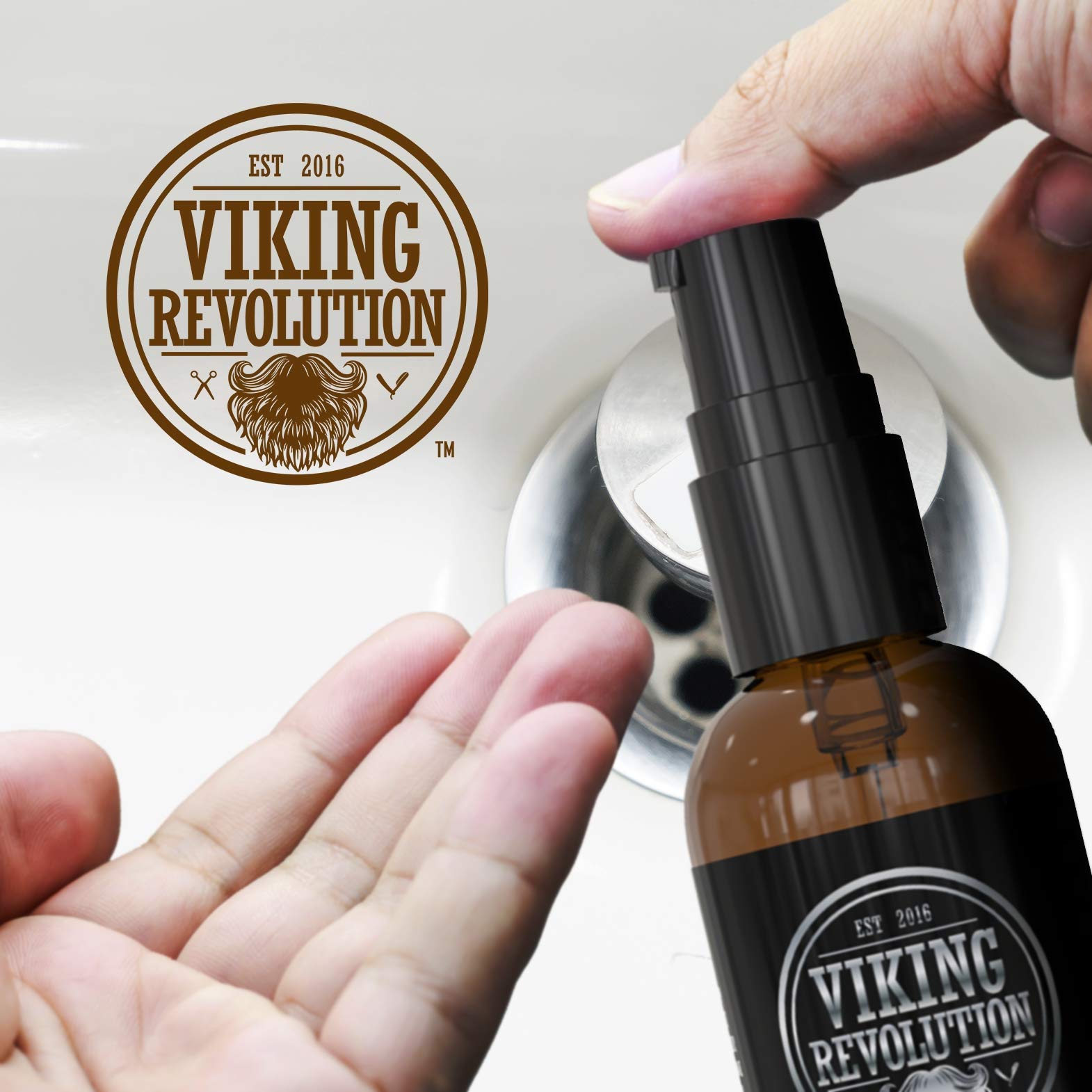 Sleek bathroom setup with Viking Revolution oil for quick prep