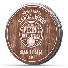 Viking Revolution sandalwood beard balm bottle front for premium beard care