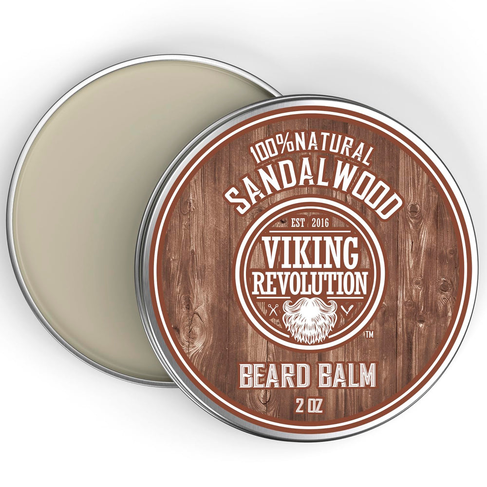 Viking Revolution sandalwood beard balm in use leaves beard soft