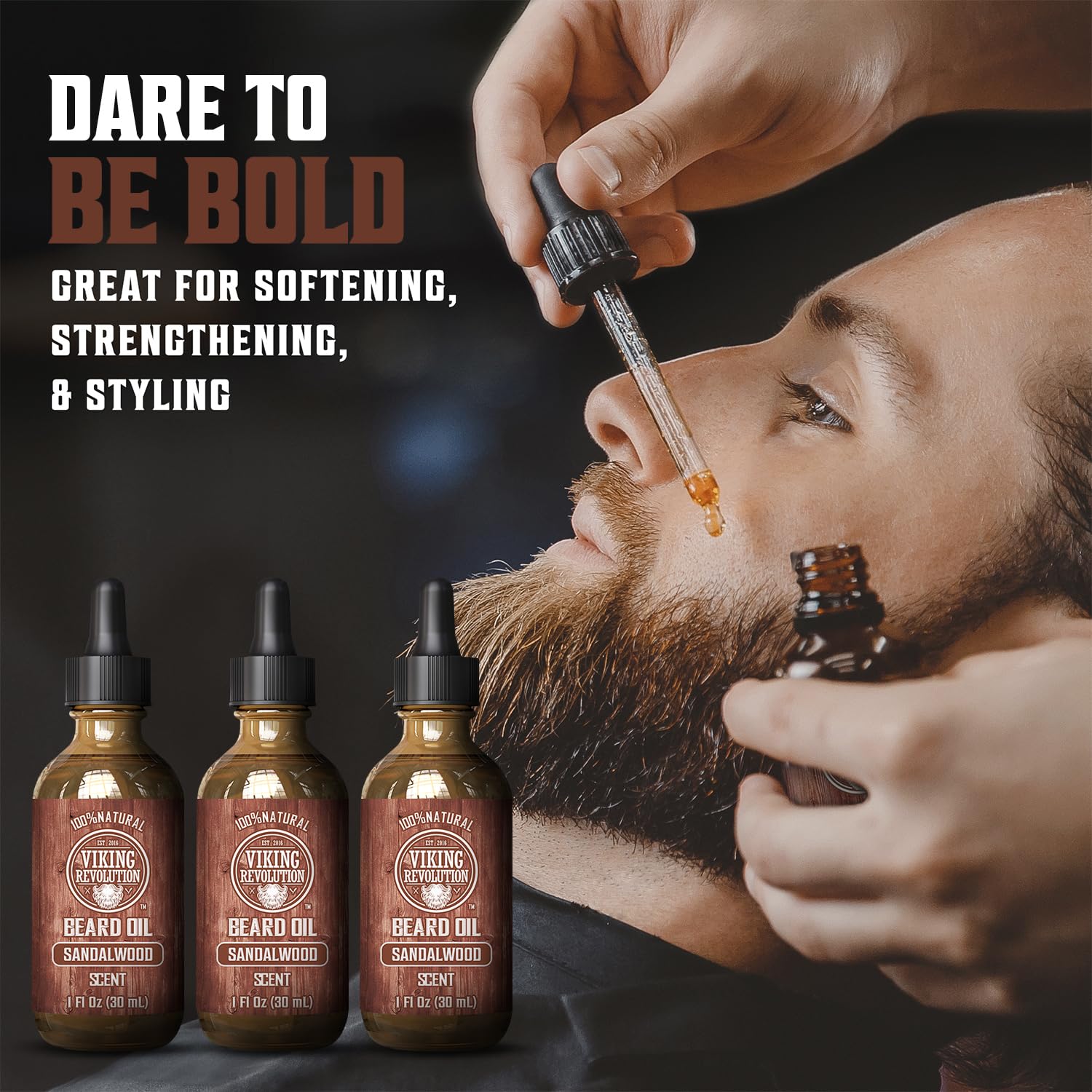 Viking Revolution sandalwood oil drops shown for easy daily application