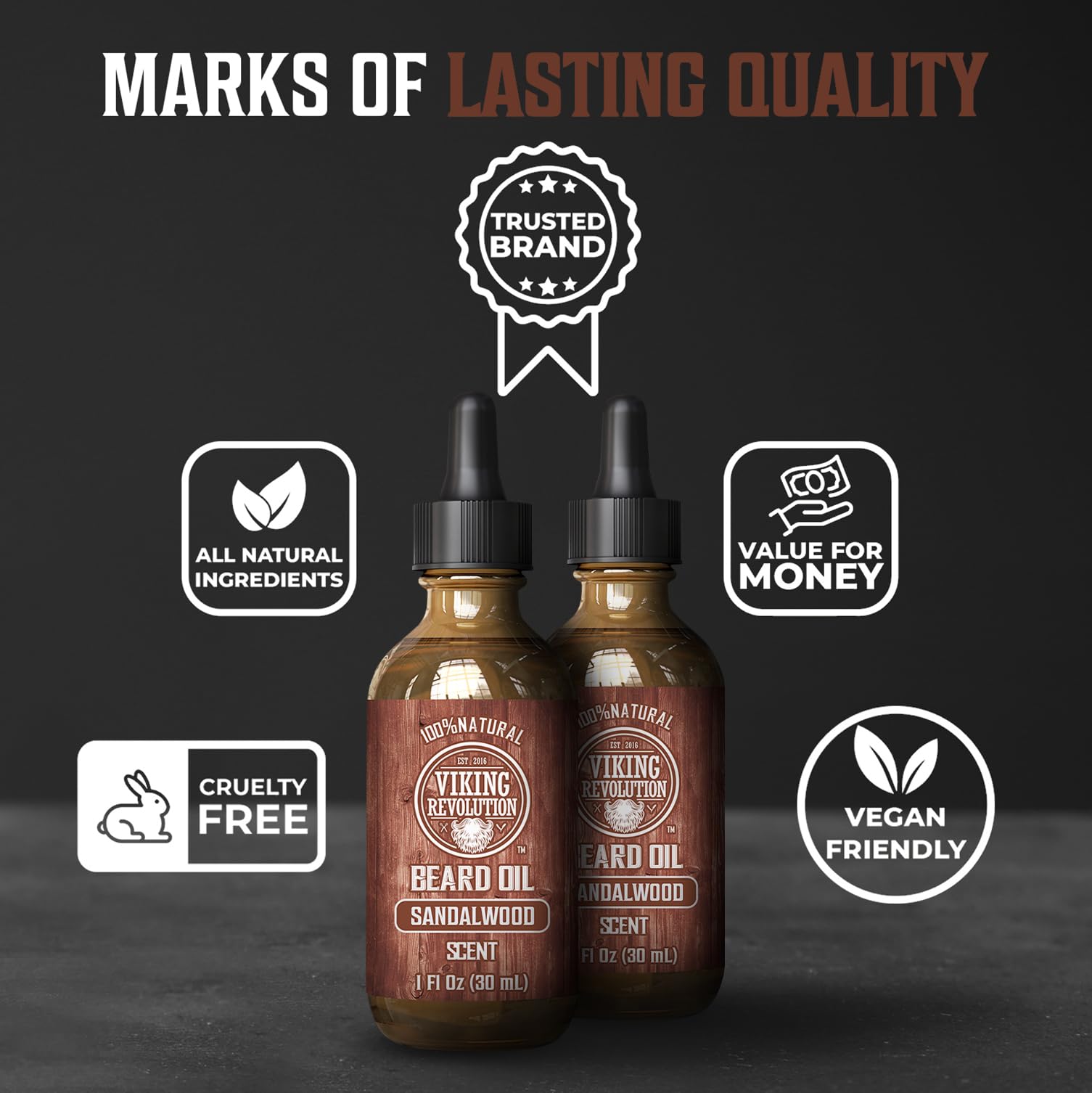 Viking Revolution sandalwood scent notes enhance daily grooming ritual.