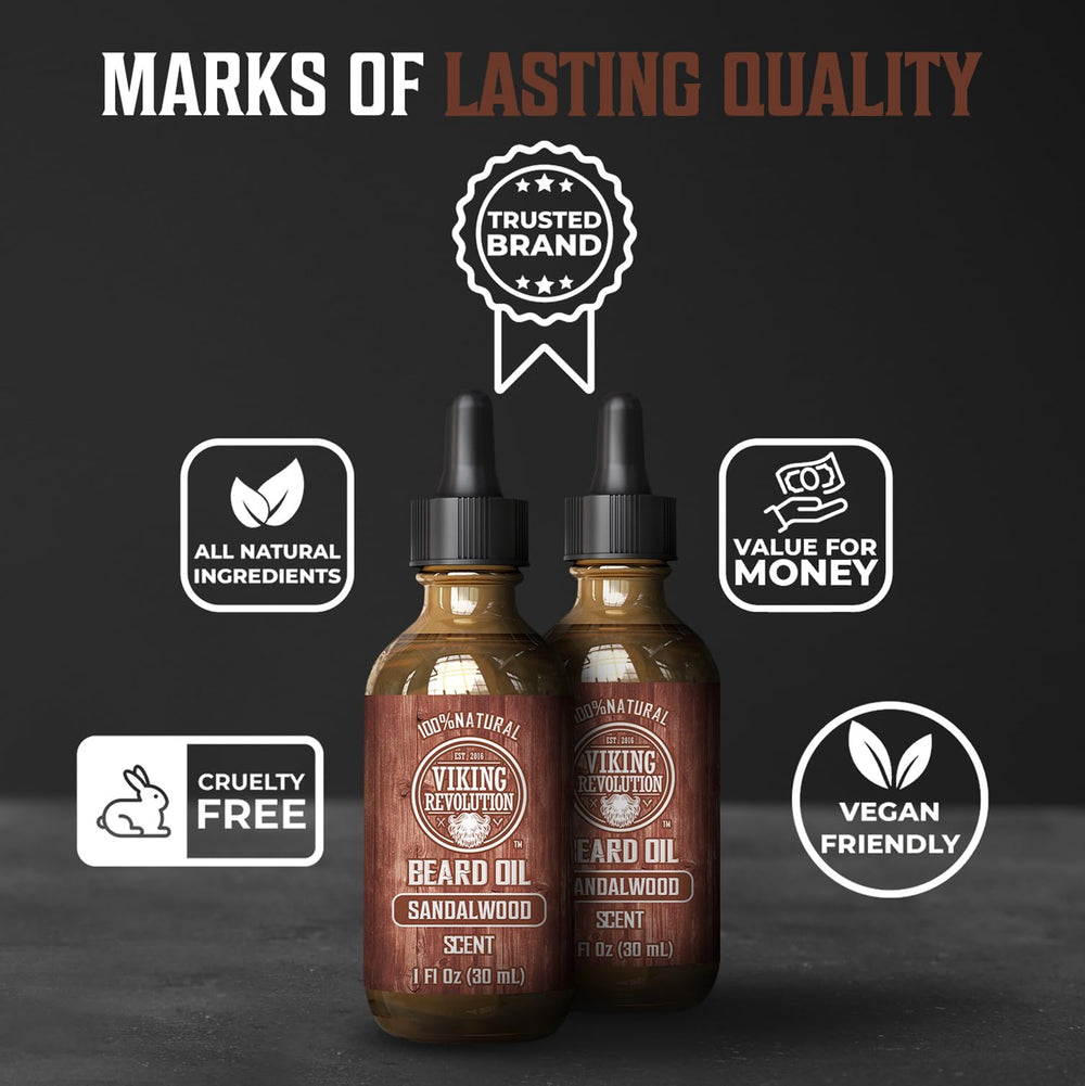 Viking Revolution sandalwood scent notes enhance daily grooming ritual.