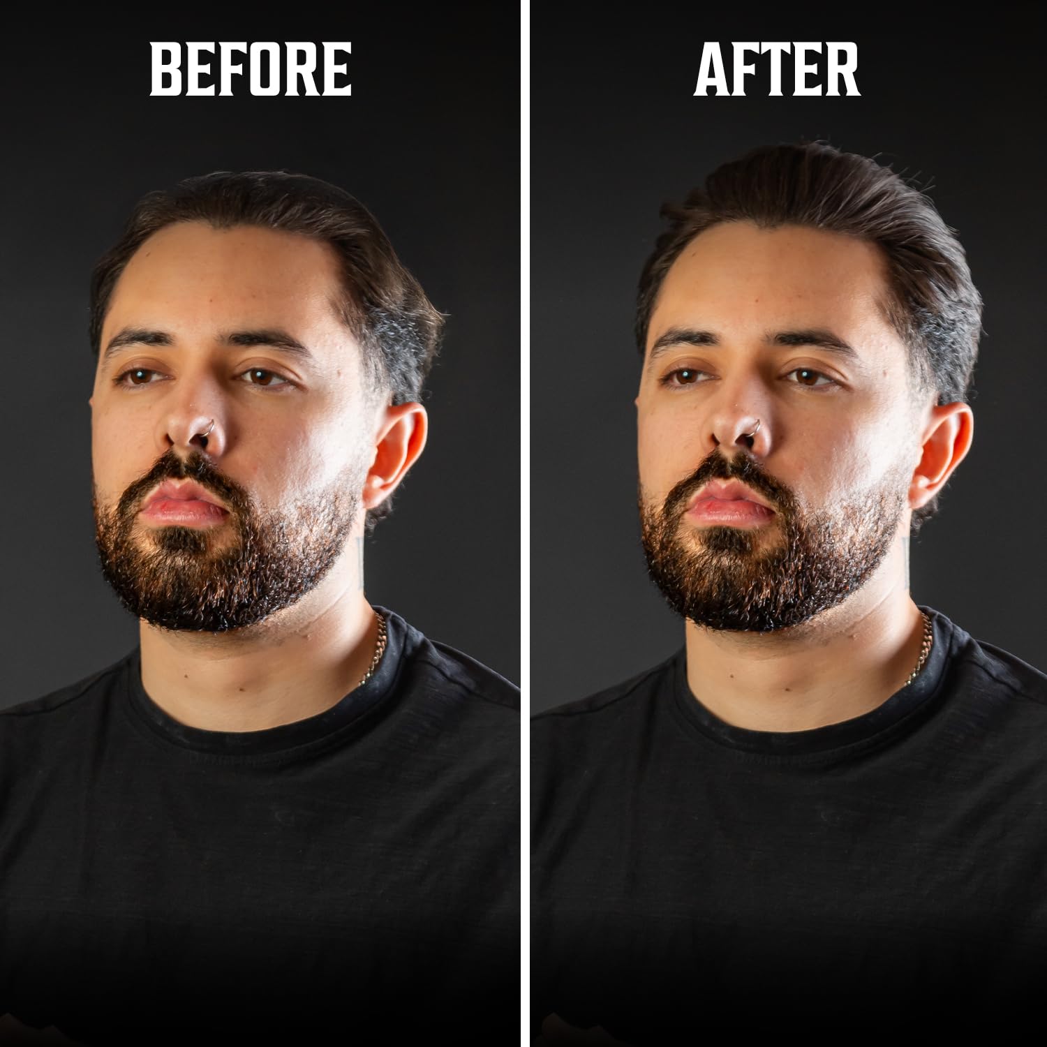 Viking Revolution sandalwood clay delivers matte finish and flexible hold.
