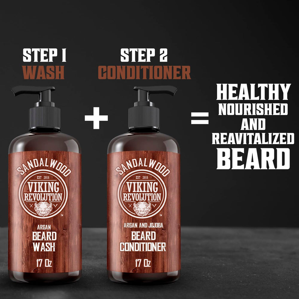 Viking Revolution sandalwood scent bottle for grooming routine.