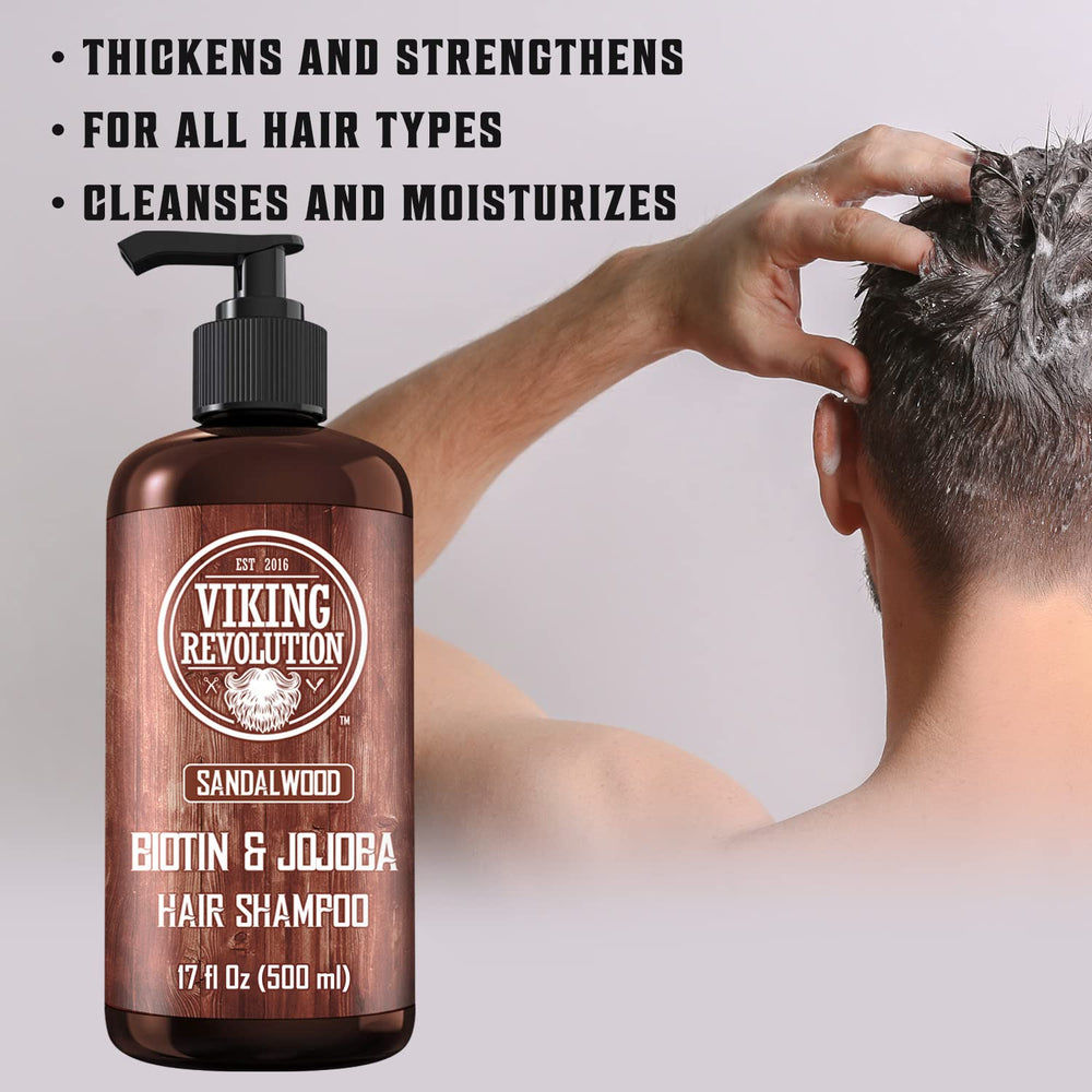 Viking Revolution sandalwood shampoo pump for convenient daily use.