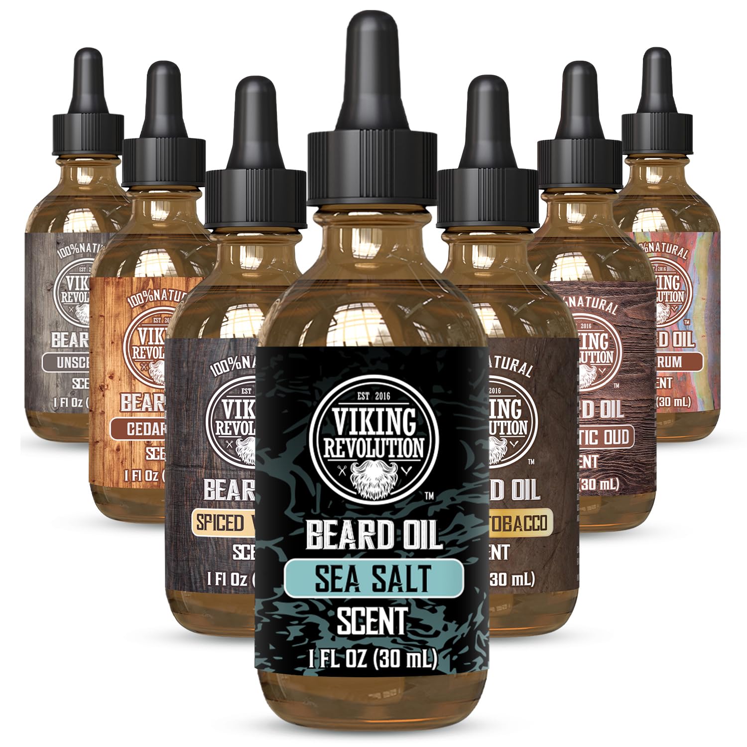 Viking Revolution Sea Salt Beard Oil bottle front showing branding and sea breeze appeal for daily care