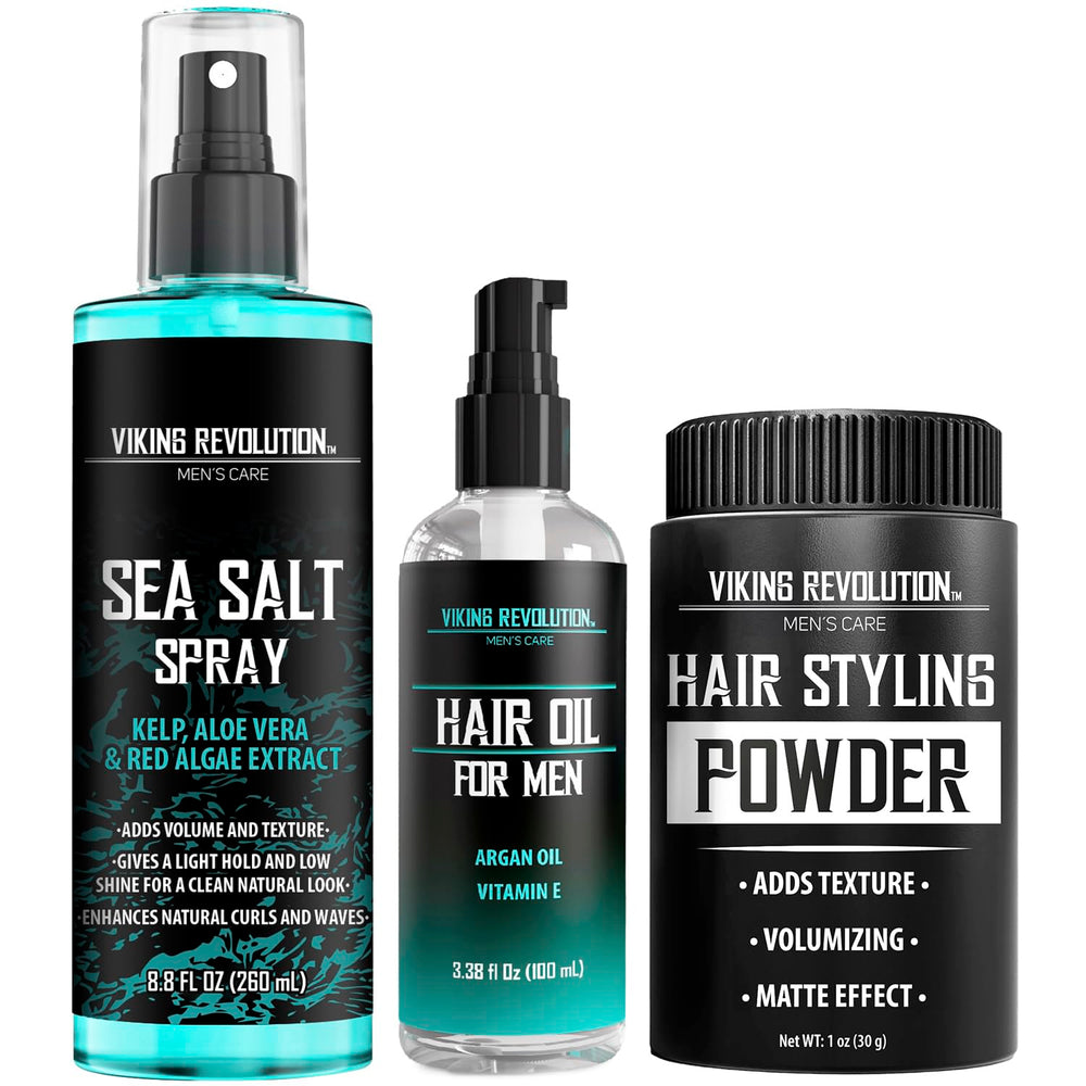 Viking Revolution Sea Salt Spray for hair adds lift and texture.