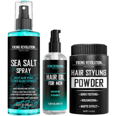 Viking Revolution Sea Salt Spray for hair adds lift and texture.