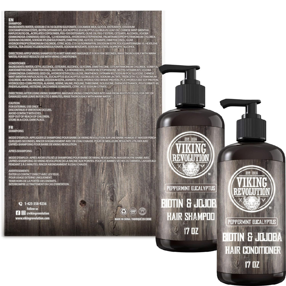 Viking Revolution Shampoo and Conditioner Set packaging shows complete care in a dual-bottle design.