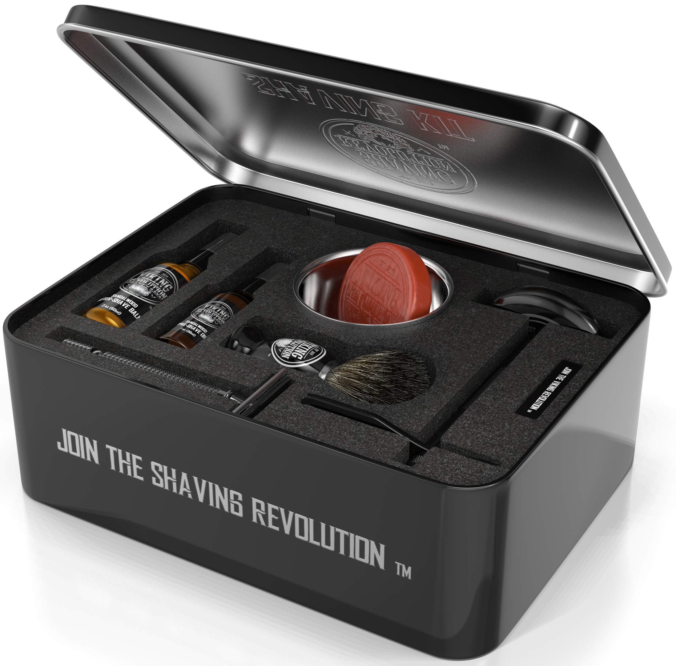 Viking Revolution shaving brush with soft bristles creates rich, creamy foam.
