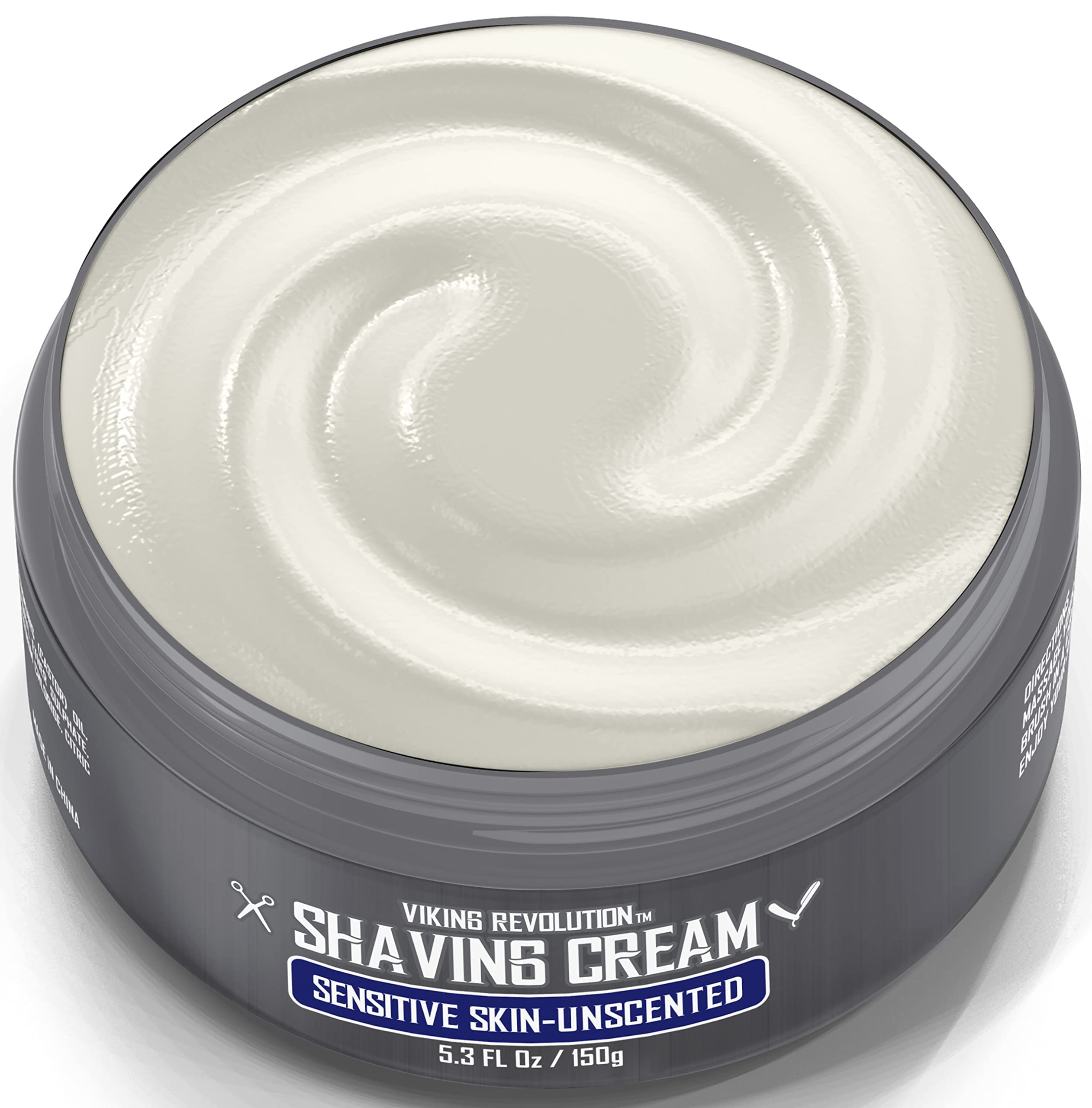Viking Revolution shaving cream applied with razor for an irritation-free shave