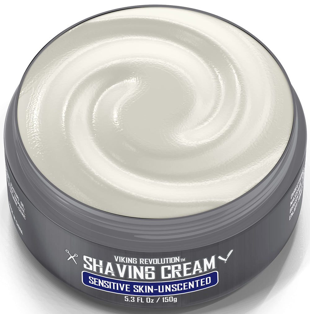 Viking Revolution shaving cream applied with razor for an irritation-free shave