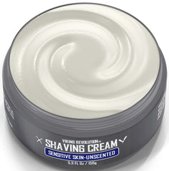 Viking Revolution shaving cream applied with razor for an irritation-free shave