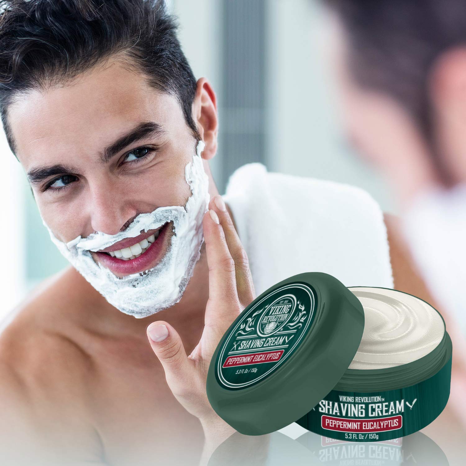 Shaving session with Viking Revolution cream and razor for glide.