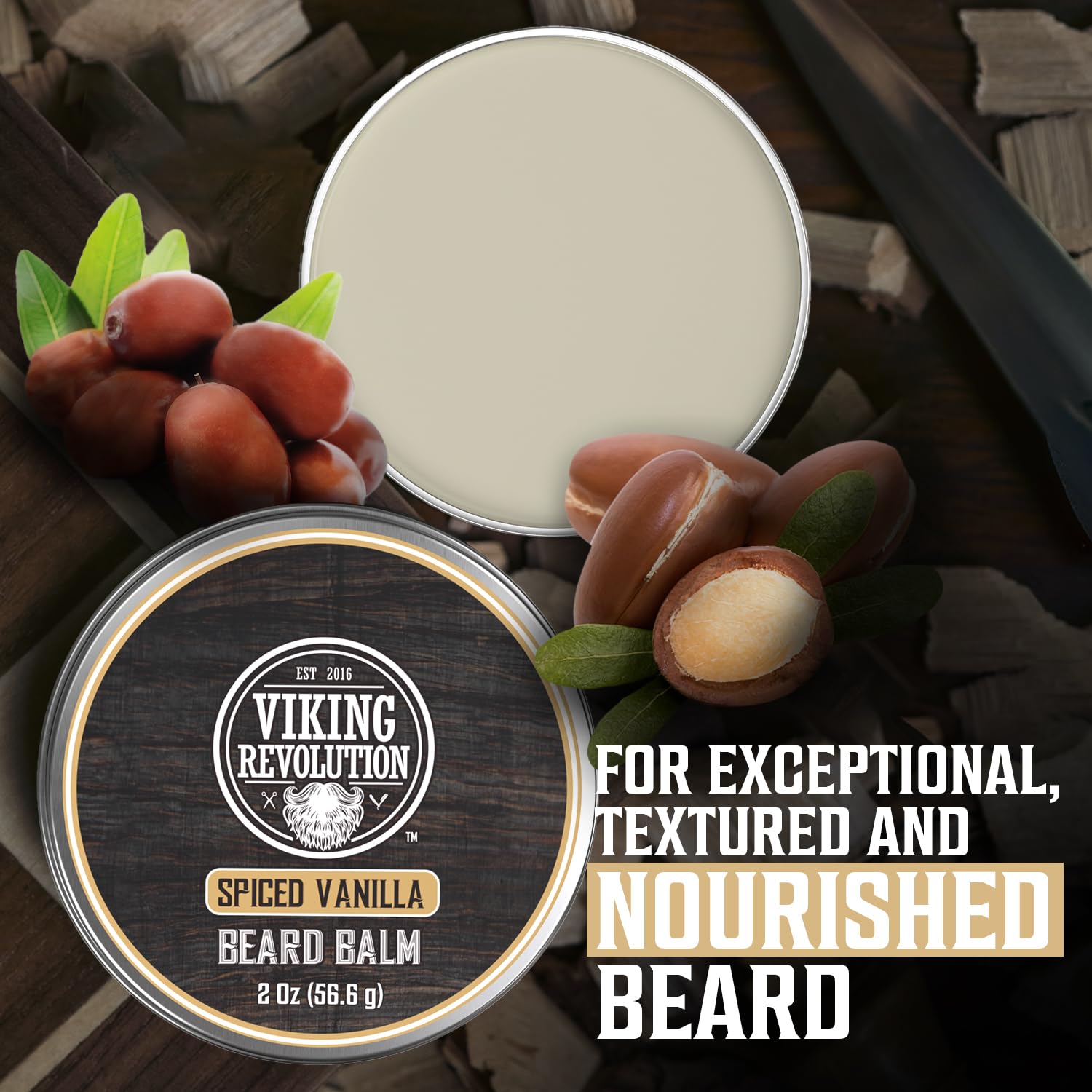 Shea butter component from Viking Revolution beard balm for moisture protection
