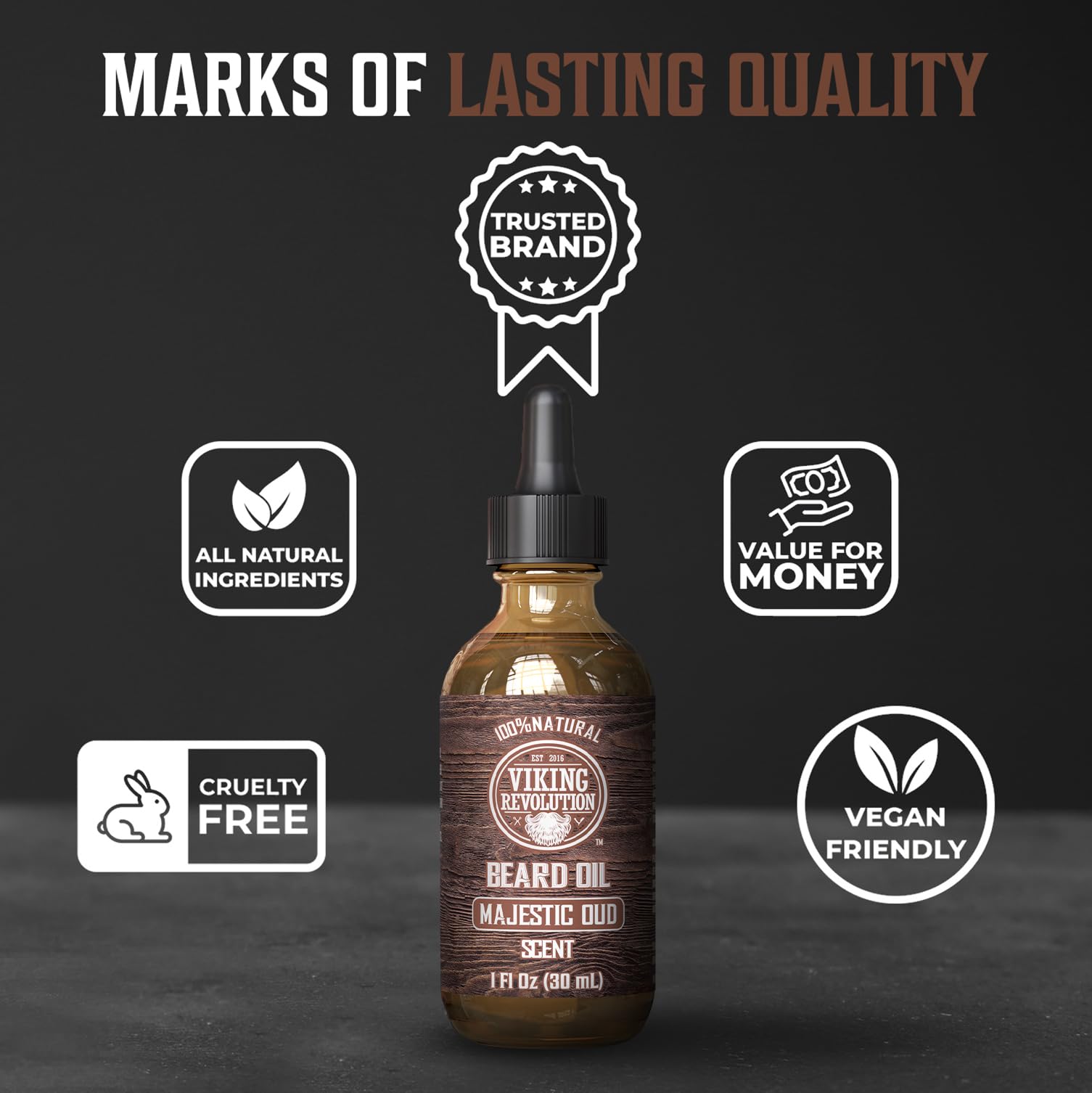 Softened beard hairs glide easier after applying Majestic Oud oil.
