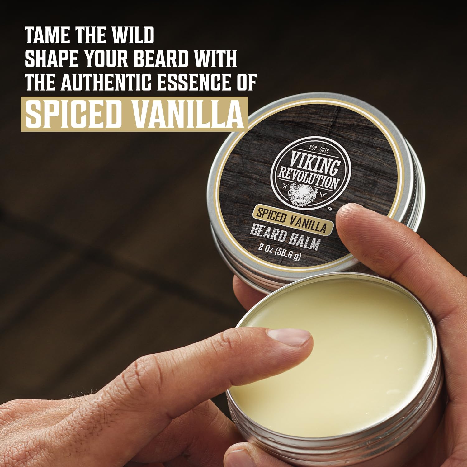 Viking Revolution Spiced Vanilla Beard Balm 2oz for shaping and control