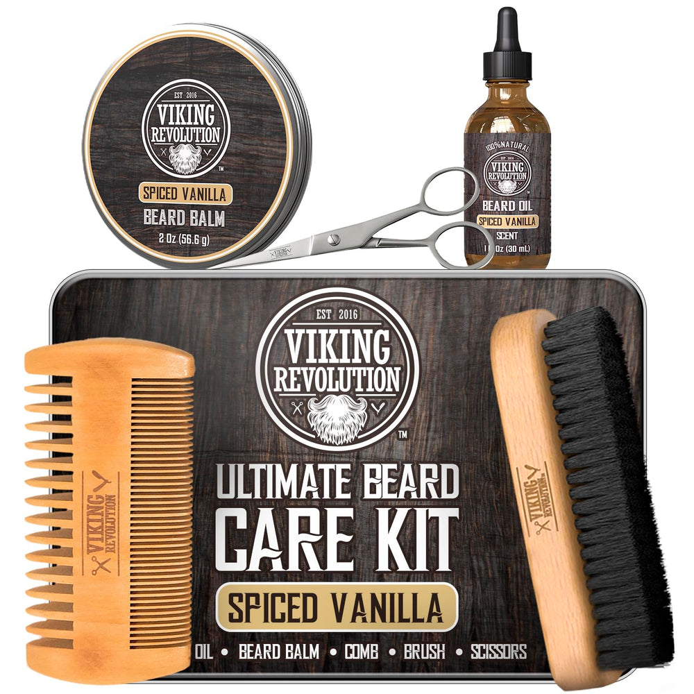 Viking Revolution spiced-vanilla beard brush detangles and smooths the beard