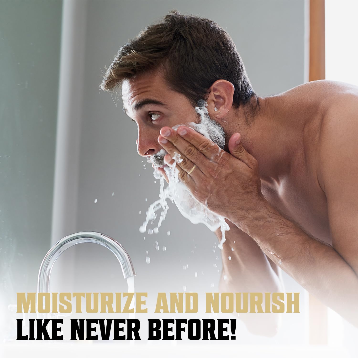 Beard conditioner in hand ready for a soothing massage