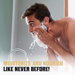 Beard conditioner in hand ready for a soothing massage