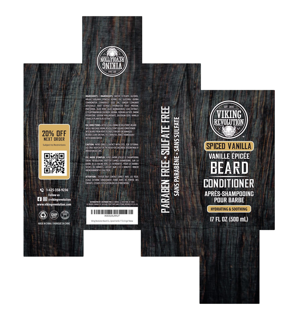 Label close-up showing vanilla spice scent and natural ingredients