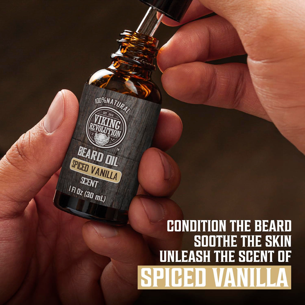 Front view of Viking Revolution beard care kit for all-in-one grooming
