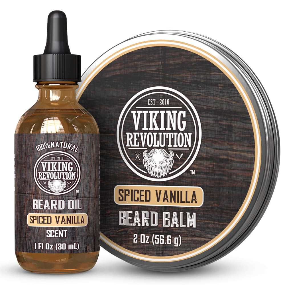 Viking Revolution Spiced Vanilla Beard Oil bottle for daily conditioning and shine