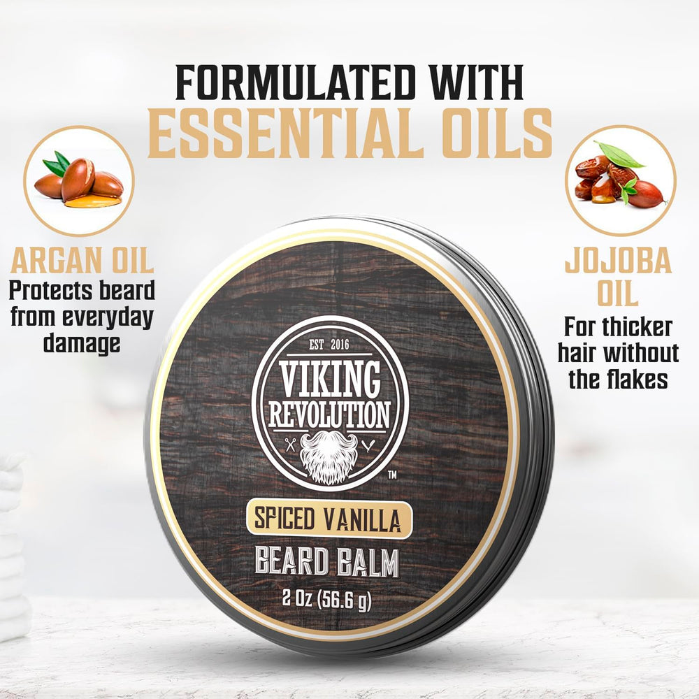 Viking Revolution spiced-vanilla beard oil bottle nourishes beard hair