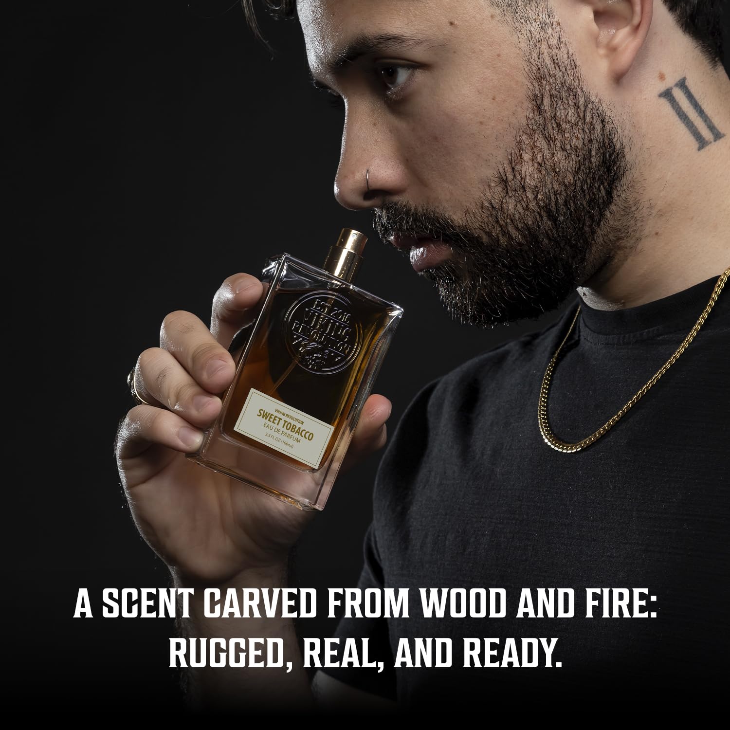 Viking Revolution Sweet Tobacco Cologne cap detail, premium craftsmanship