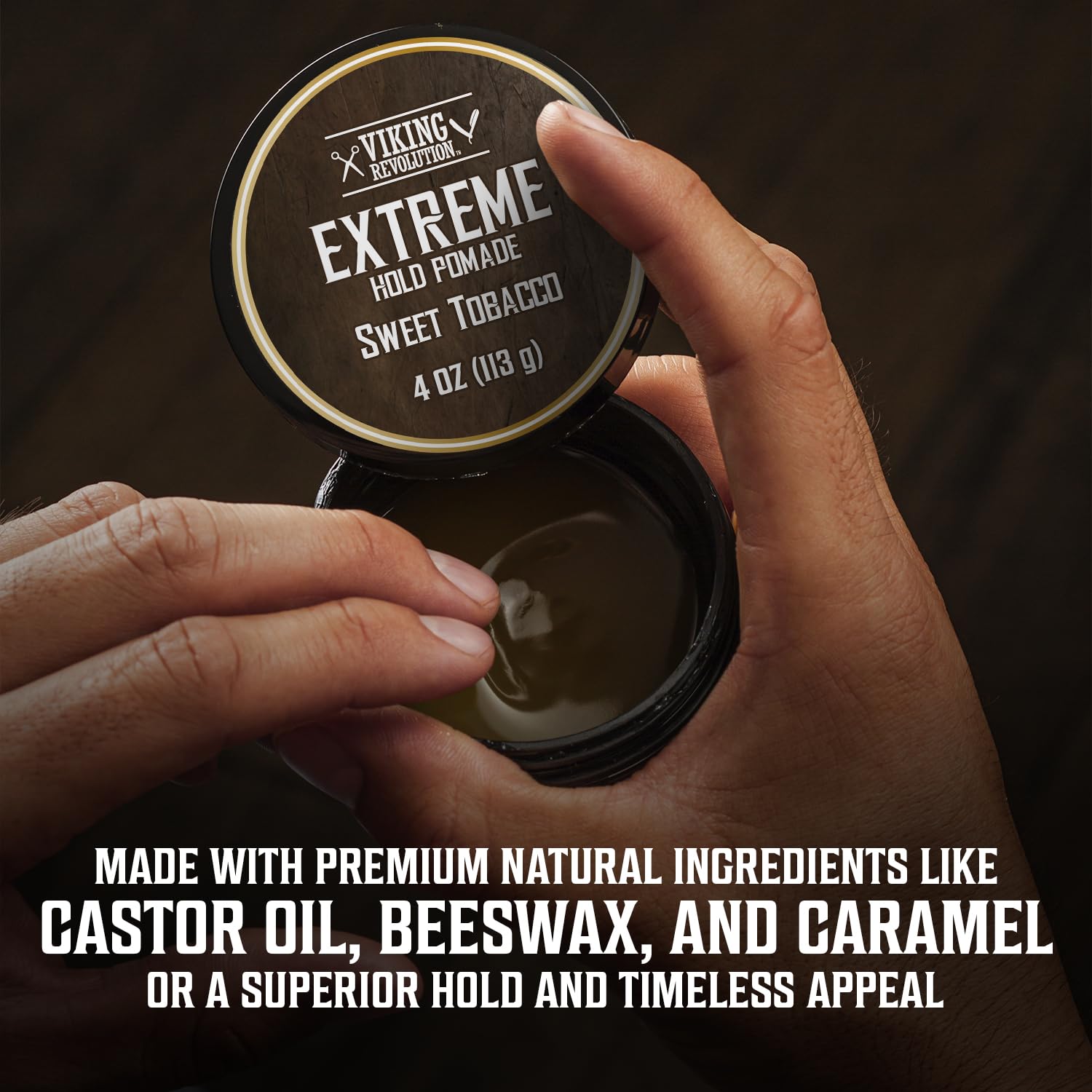 Contiene aceite de ricino para el cuidado del cabello con Viking Revolution.