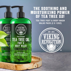 Viking Revolution Tea Tree Oil Body Wash foam lather ready for cleansing.