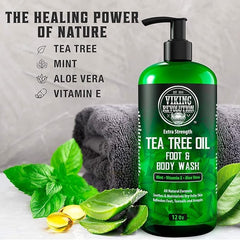 Viking Revolution Tea Tree Oil Body Wash natural ingredients for gentle care.