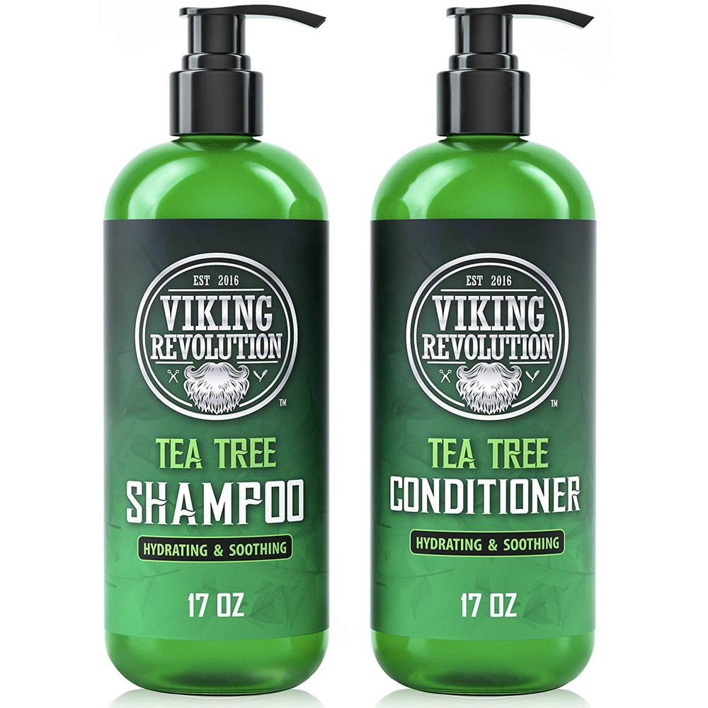Viking Revolution Tea Tree Shampoo bottle delivering soothing hydration for dry scalp.