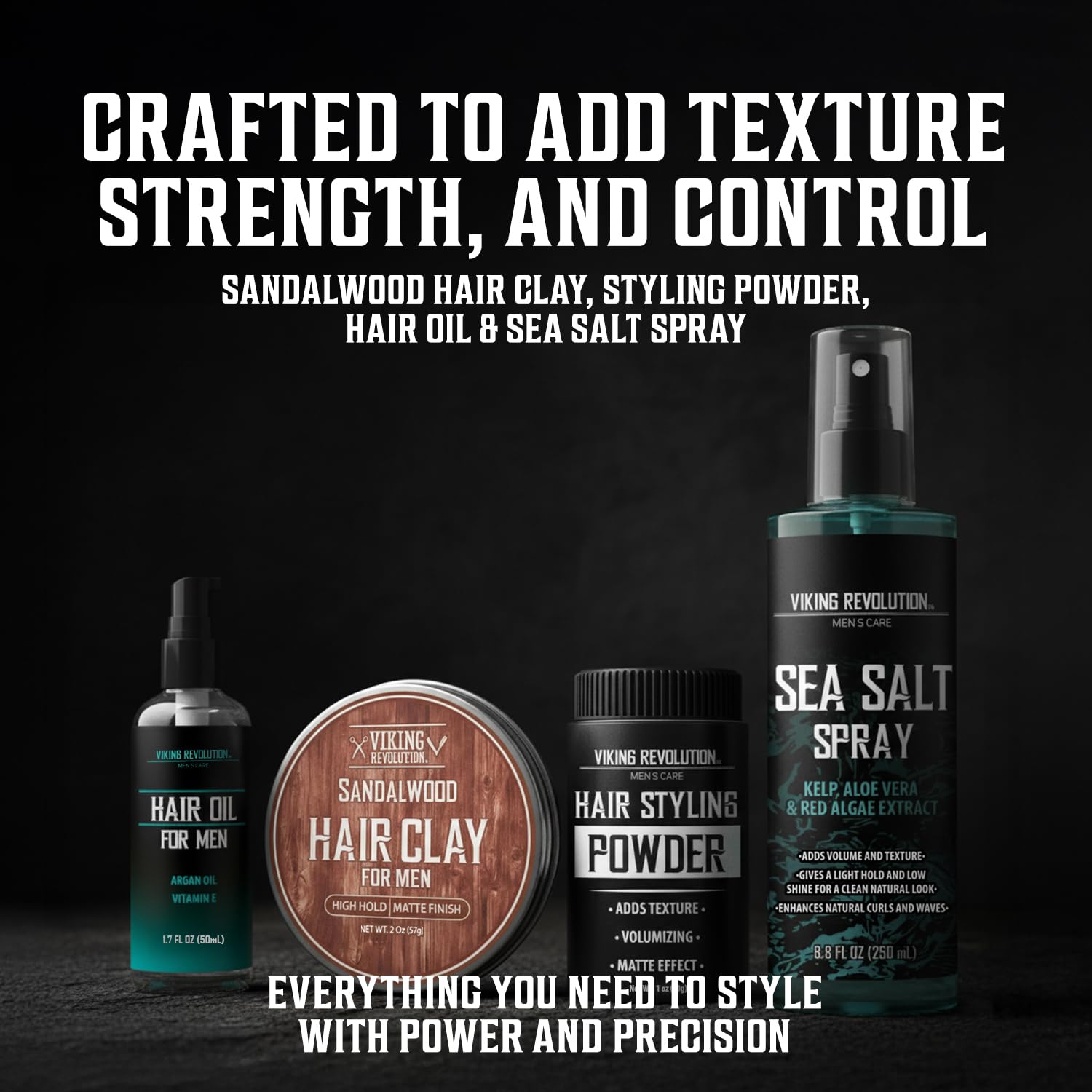 Viking Revolution texture powder tin adds lift and volume with clean hold.