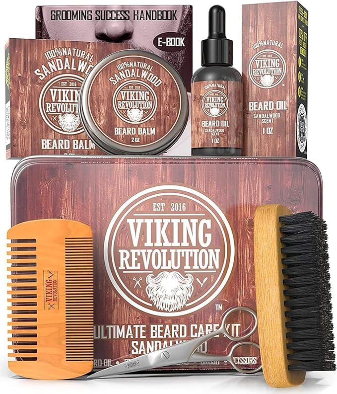 Viking Revolution beard brush detangles and distributes oils for smoother results.