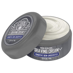 Viking Revolution unscented shaving cream bottle close-up for sensitive skin