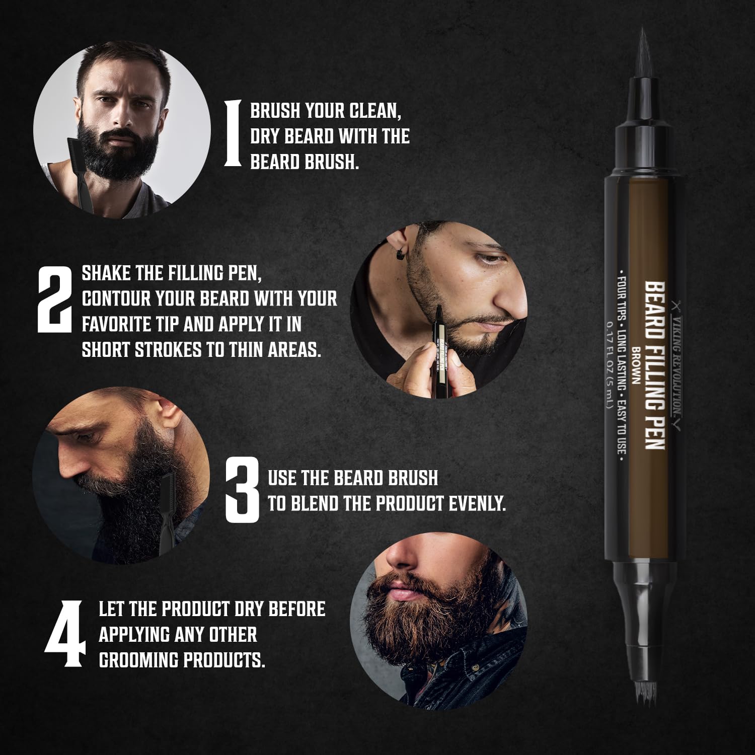 Viking Revolution beard-pen waterproof formula stays put during workouts.