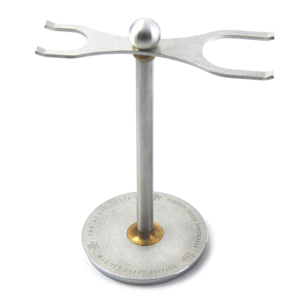 Heavy stainless steel Admiral stand with distressed finish, built for durability