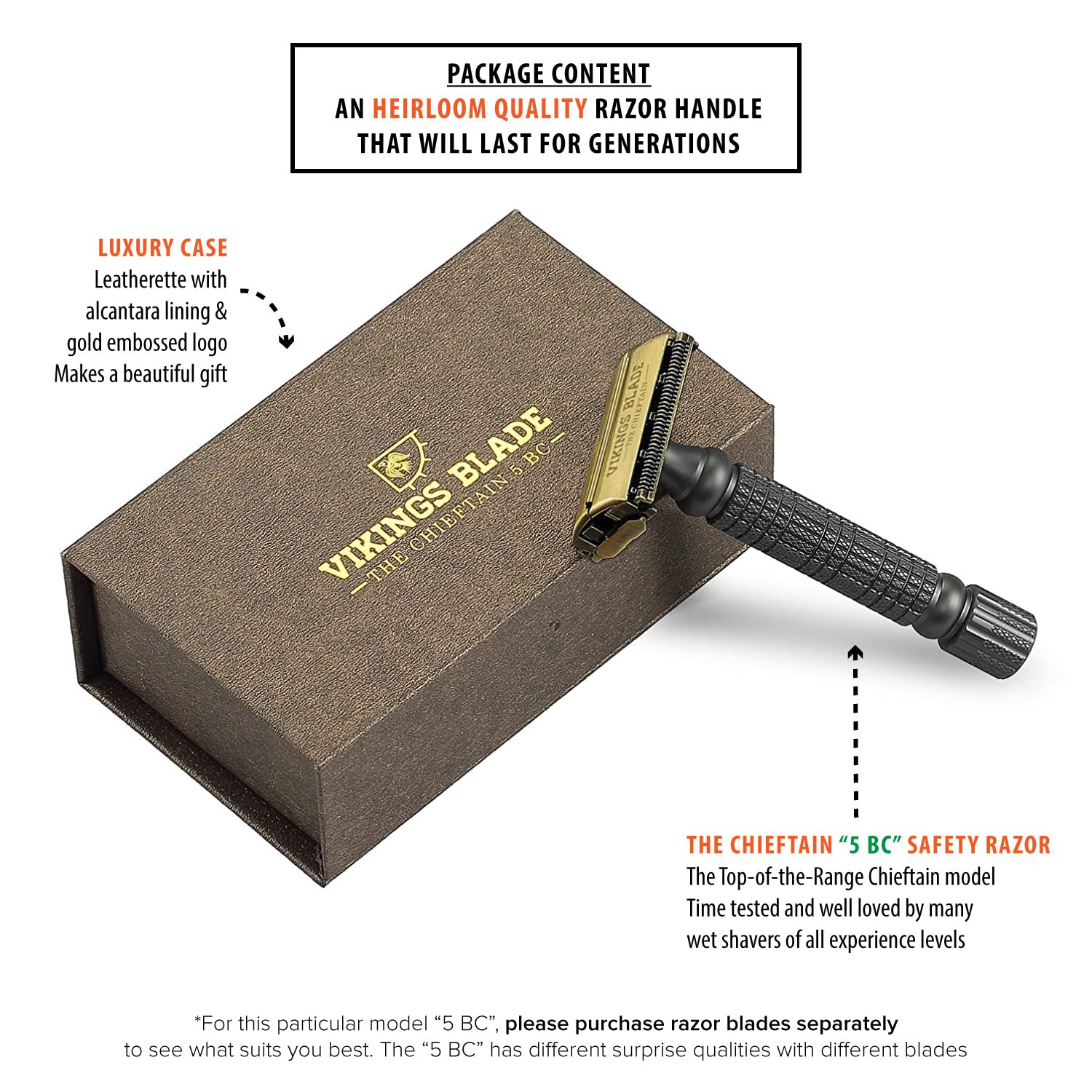 Vikings Blade Chieftain 5 BC luxury case protecting the razor on the go.