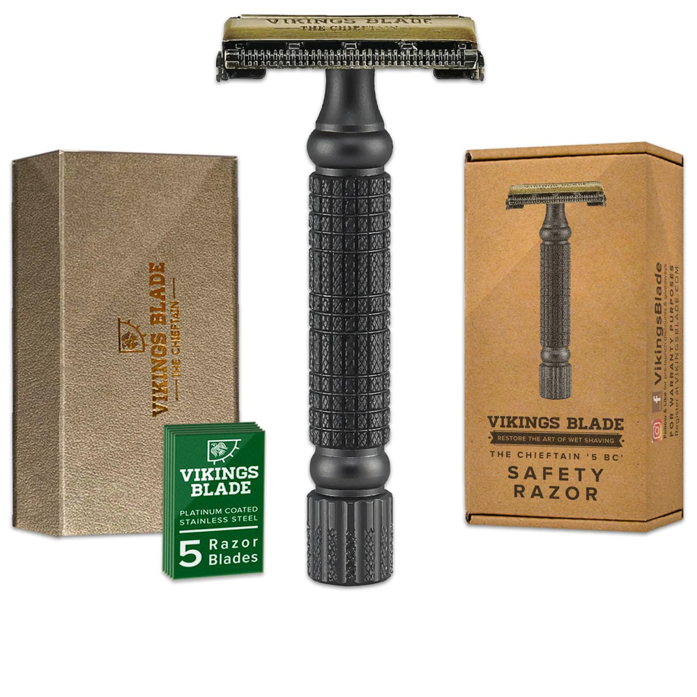Vikings Blade Chieftain 5 BC razor handle close-up for precise grip.