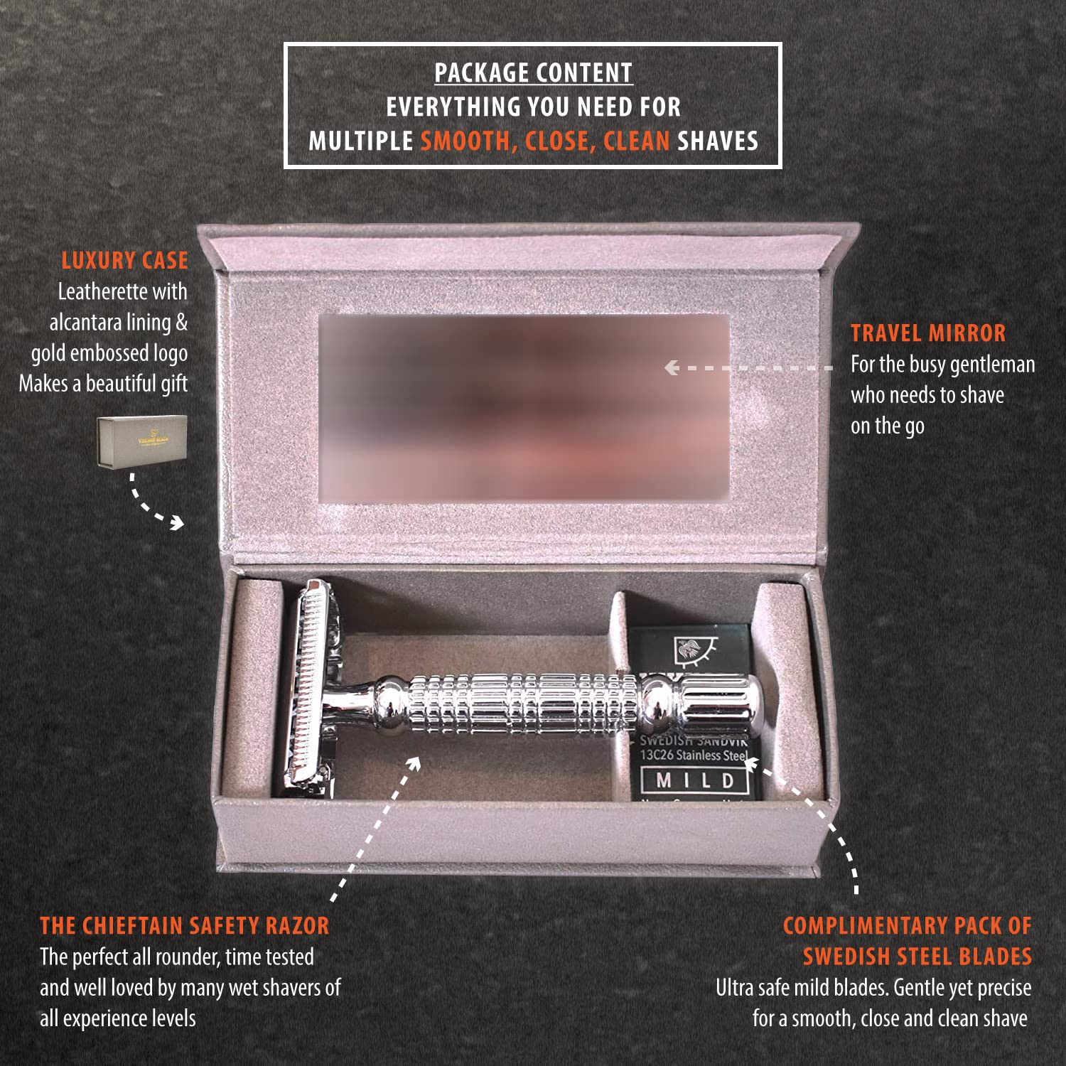 VIKINGS BLADE Chieftain luxury case keeps your razor secure