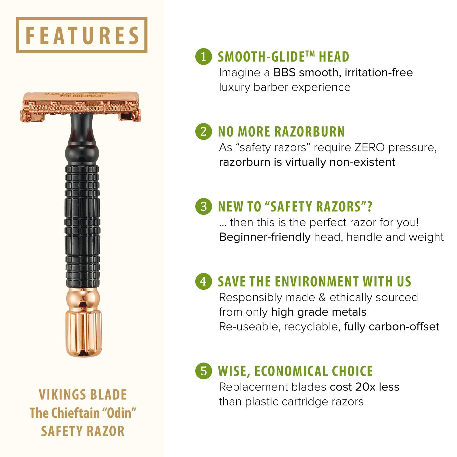 Vikings Blade Chieftain Odin razor handle close up for grip comfort